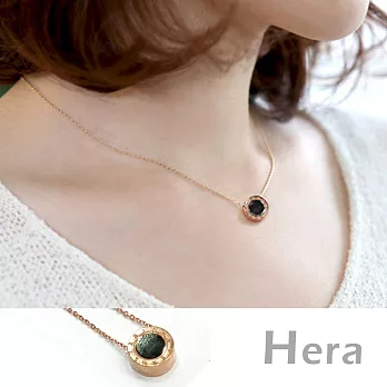 【Hera】赫拉 鈦鋼圓形黑鋼羅馬數字短鍊/鎖骨鍊(魅影金)