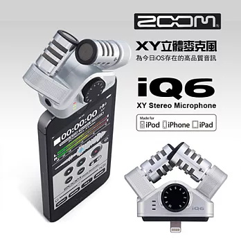 代理公司貨 ZOOM iQ6 iPhone/iPad/iPod Touch專用Lightning接口 立體聲麥克風(最強保固540天)銀色