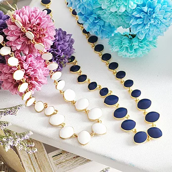 【安珂ECO正韓飾品】簡約時尚漸層橢圓 短項鍊(2色)白色