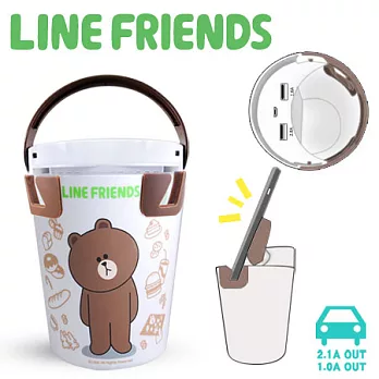 LINE FRIENDS 熊大手拿杯造型車用充電器 (LN-CP01B)