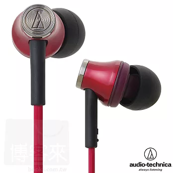 鐵三角 ATH-CK330M 紅色 舒適貼合感 高音質 波浪刻紋導線 耳道式耳機紅色