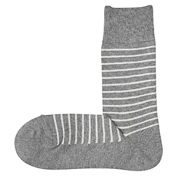 [MUJI 無印良品]男棉混橫紋直角襪灰色25~27cm