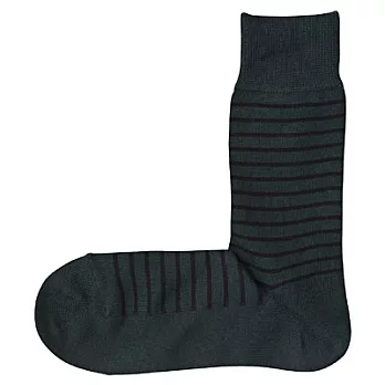 [MUJI 無印良品]男棉混橫紋直角襪綠色25~27cm