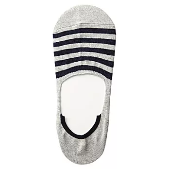 [MUJI 無印良品]男棉混麻橫紋腳跟防滑隱形襪淺灰25~27cm