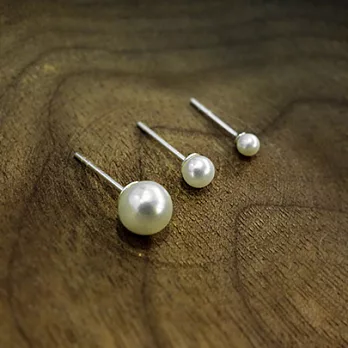 Little OH! 氣質珍珠 純銀耳環-小(2.5mm)