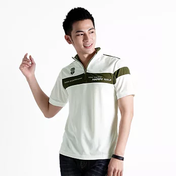 【遊遍天下】MIT台灣製男款立領抗UV涼爽吸濕排汗機能POLO衫(S111)M白/綠