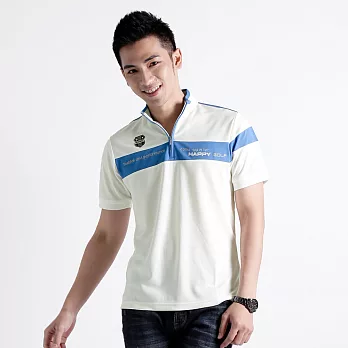 【遊遍天下】MIT台灣製男款立領抗UV涼爽吸濕排汗機能POLO衫(S111)M白/水藍