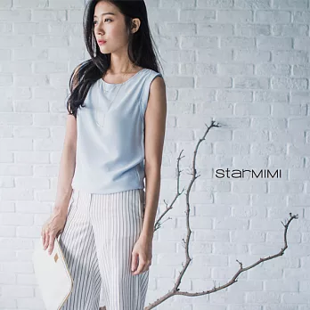 【StarMIMI】袖口反摺雪紡背心＊FREE水藍