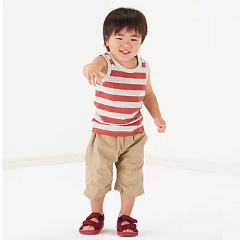 [MUJI 無印良品]幼兒有機棉每日兒童服橫紋坦克背心80紅橫紋