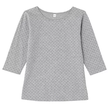 [MUJI 無印良品]兒童有機棉每日兒童服水玉七分袖T恤110灰紋樣