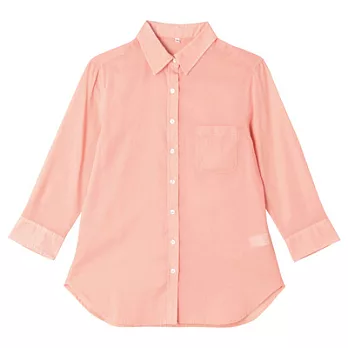 [MUJI 無印良品]女棉質強撚紗織七分袖襯衫M珊瑚紅