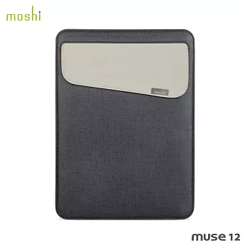 Moshi Muse 12 輕薄防傾倒皮革內袋皮革黑