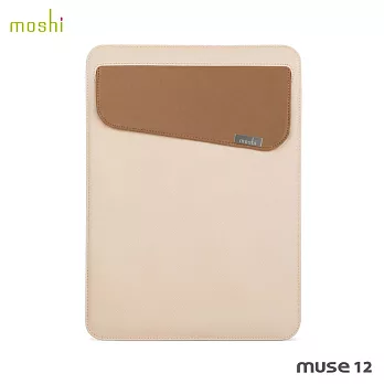 Moshi Muse 12 輕薄防傾倒皮革內袋米白