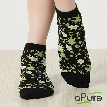 【aPure】除臭襪威尼斯花島兒童襪-黑S黑