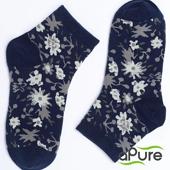 【aPure】除臭襪威尼斯花島兒童襪-藍S藍