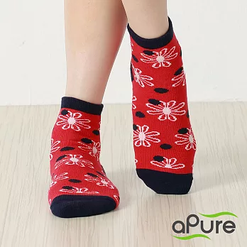 【aPure】除臭襪菊子兒童襪-紅S紅