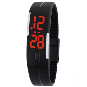 Watch-123 致青春之型色隨我-繽紛觸控LED智能手環腕錶 (8色可選) 時尚黑