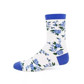 【 PuloG 】懷舊玫瑰短襪-藍-M