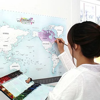 環遊世界記錄海報世界地圖-著色版