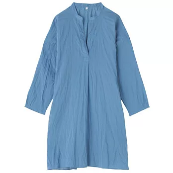 [MUJI 無印良品]女印度棉九分袖長版衫M淡藍