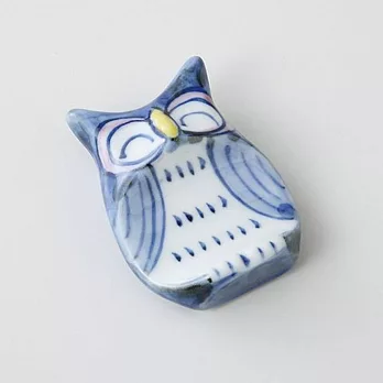 【西海陶器】筷架_手繪貓頭鷹(青)