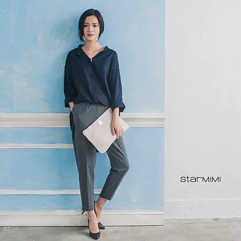 【StaMIMI】兩穿式素面襯衫外套＊FREE深藍