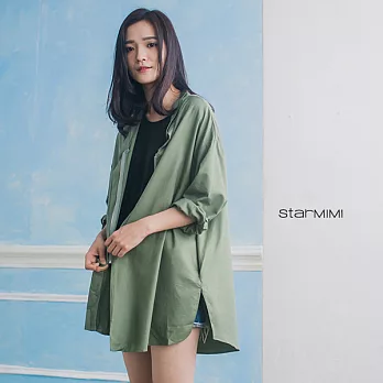 【StaMIMI】兩穿式素面襯衫外套＊FREE軍綠