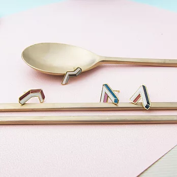 Little OH! 夏日積木 手作耳環-深藍橘