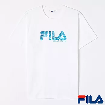 FILA男仕品牌LOGO圓領T恤-1TEO-1505-WT-S純淨白