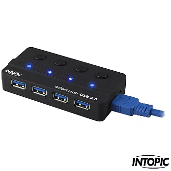 INTOPIC-USB3.0 4埠全方位高速集線器 HB-330時尚黑
