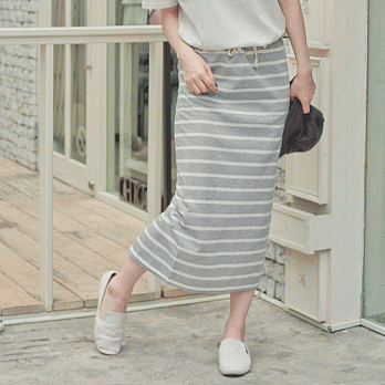 ROSE。小清新後叉長裙 淺灰系