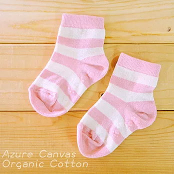 【Azure Canvas藍天畫布】有機棉 嬰幼兒寬條紋襪－粉紅條紋XXS粉紅條紋