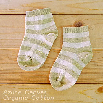 【Azure Canvas藍天畫布】有機棉 嬰幼兒寬條紋襪－綠色條紋S綠條紋