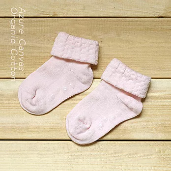 【Azure Canvas藍天畫布】有機棉 嬰幼兒反摺襪－粉紅XXS粉紅色