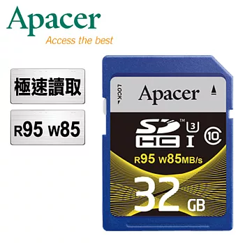 Apacer宇瞻 32GB SDHC UHS-I U3 Class10 高速記憶卡(R95 W85 MB/s)