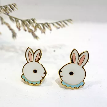 Little OH! 領結兔兔 手作耳環-粉藍