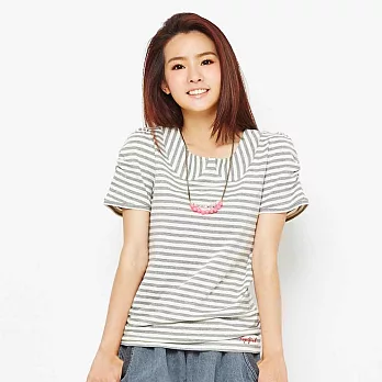 【 TOP GIRL】浪漫公主彩條圓領TS淺灰條