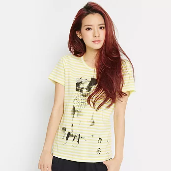 【 TOP GIRL】甜美稚氣彩條圓領TM淺黃條