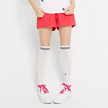 TOP GIRL-亮色反折短褲M紅