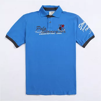 【stoney.ax】韓風潮派美式POLO休閒衫 -M藍色