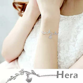 【Hera】赫拉 森林風鏤空樹枝樹葉小鳥手鍊(時尚銀)