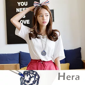 【Hera】赫拉 復古奢華藍色水晶水鑽鏤空玫瑰花項鍊/長鍊(藍鑽玫瑰)