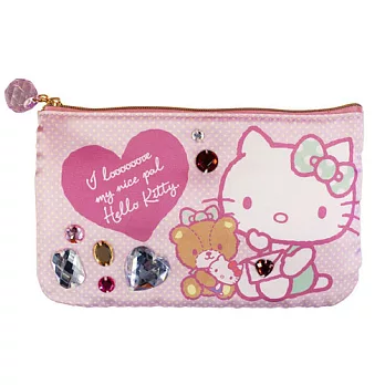 《Sanrio》HELLO KITTY立體寶石緞面多功能收納包(點點小熊)