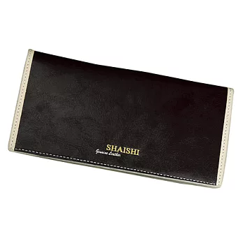 A+ accessories 中間標誌極簡風尚油蠟皮男用長夾 (4色可選)黑色