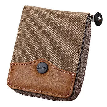 A+ accessories 單寧布休閒風拉鍊式男用短夾 (5色可選)卡其色