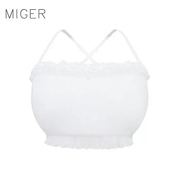 [MIGER密格內衣]蕾絲直條紋細肩帶小可愛-3667-台灣製-FREE白色