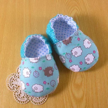 手縫ok!-嬰兒鞋A款-綿羊藍(拼布材料包)