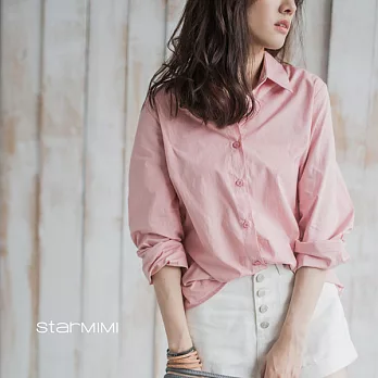 【StarMIMI】休閒百搭經典長袖襯衫＊M粉紅