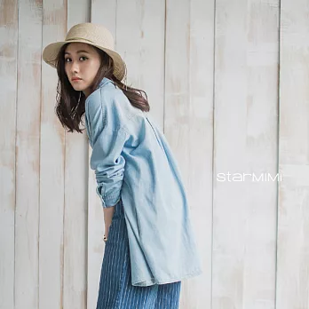 【StarMIMI】率性OVERSIZE薄牛仔襯衫＊FREE藍