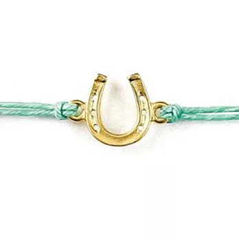 Dogeared 許願手鍊 鑲14K金 幸運馬蹄 LUCKY HORSESHOE 薄荷藍棉繩